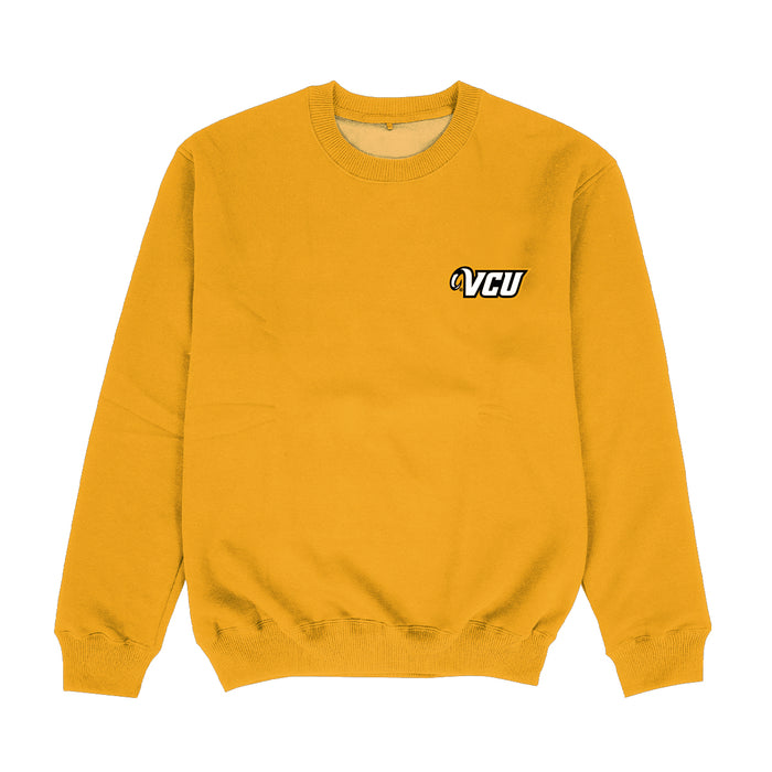 VCU Rams Virginia Commonwealth University Hand Sketched Vive La Fete Impressions Artwork Womens  Gold Crewneck Sweatshir