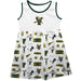 Vermont Catamounts Sleeveless Tank Dress Girls White Logo & Repeat Print Hand Sketched Vive La Fete Impressions Artwork