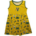 Vermont Catamounts Sleeveless Tank Dress Girls Gold Logo & Repeat Print Hand Sketched Vive La Fete Impressions Artwork