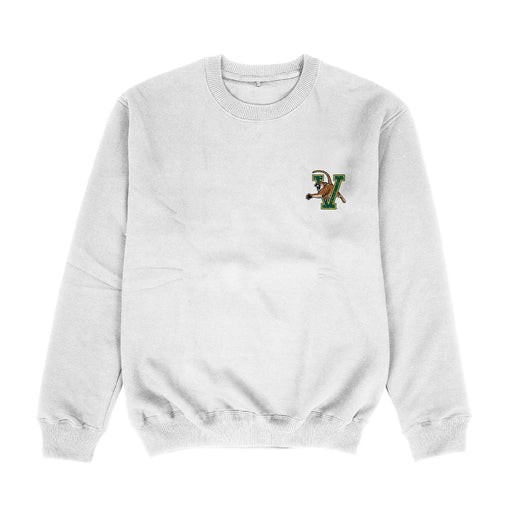 Vermont Catamounts Hand Sketched Vive La Fete Impressions Artwork Womens White Crewneck Sweatshirt