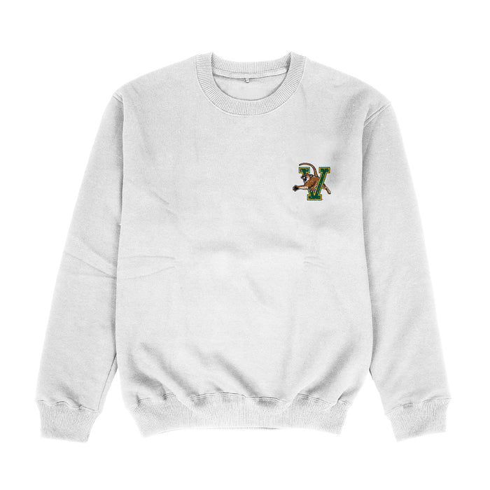 Vermont Catamounts Hand Sketched Vive La Fete Impressions Artwork Womens White Crewneck Sweatshirt