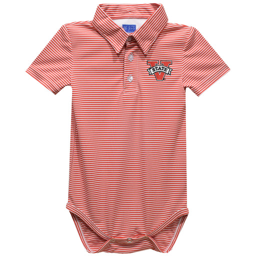 Valdosta Blazers Embroidered Cardinal Red Stripe Knit Boys Polo Bodysuit