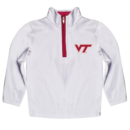 Virginia Tech Hokies VT  Hand Sketched Vive La Fete Impressions Artwork  White Quarter Zip Pullover V1