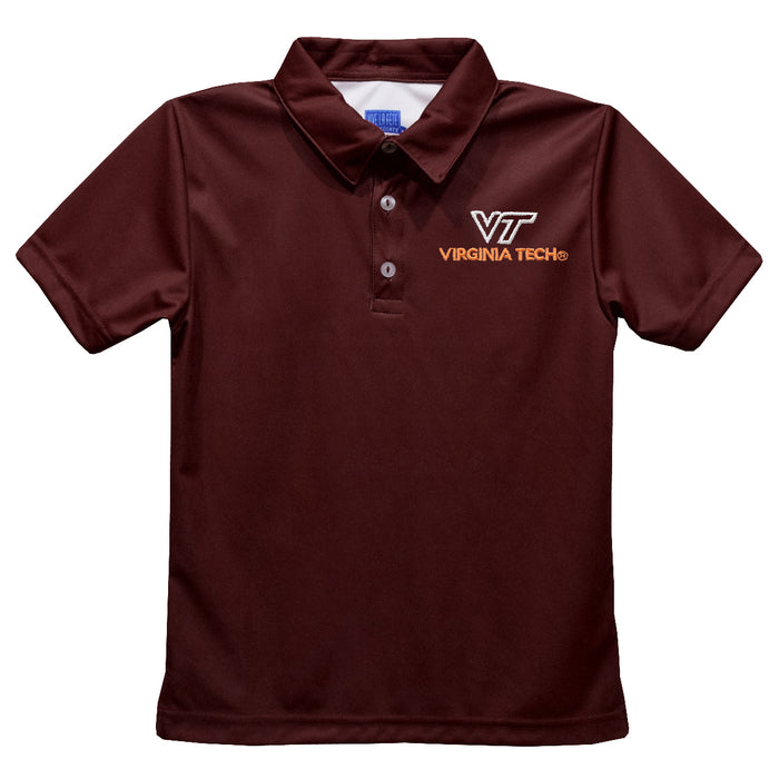 Virginia Tech Hokies VT Embroidered Maroon Short Sleeve Polo Box Shirt