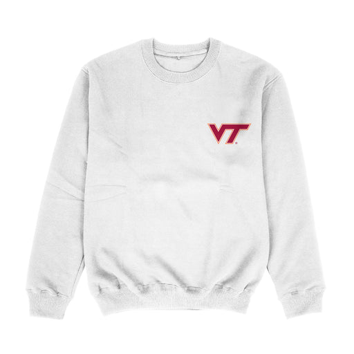 Virginia Tech Hokies VT  Hand Sketched Vive La Fete Impressions Artwork Womens  White Crewneck Sweatshirt