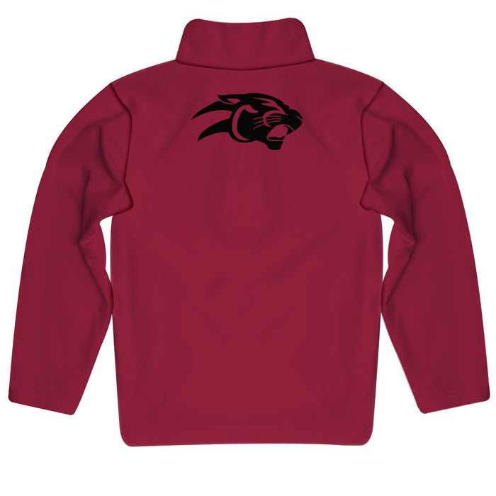 Virginia Union Panthers Vive La Fete Game Day Solid Red Quarter Zip Pullover Sleeves