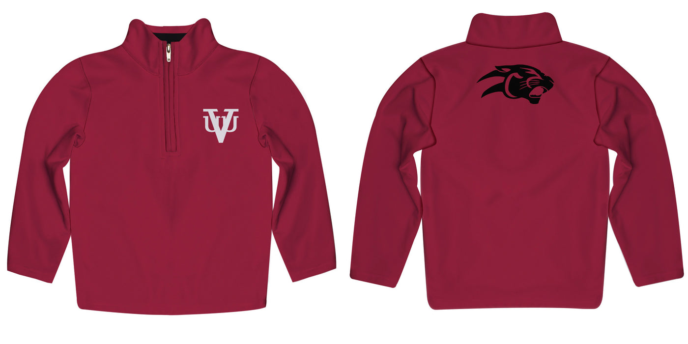 Virginia Union Panthers Vive La Fete Game Day Solid Red Quarter Zip Pullover Sleeves