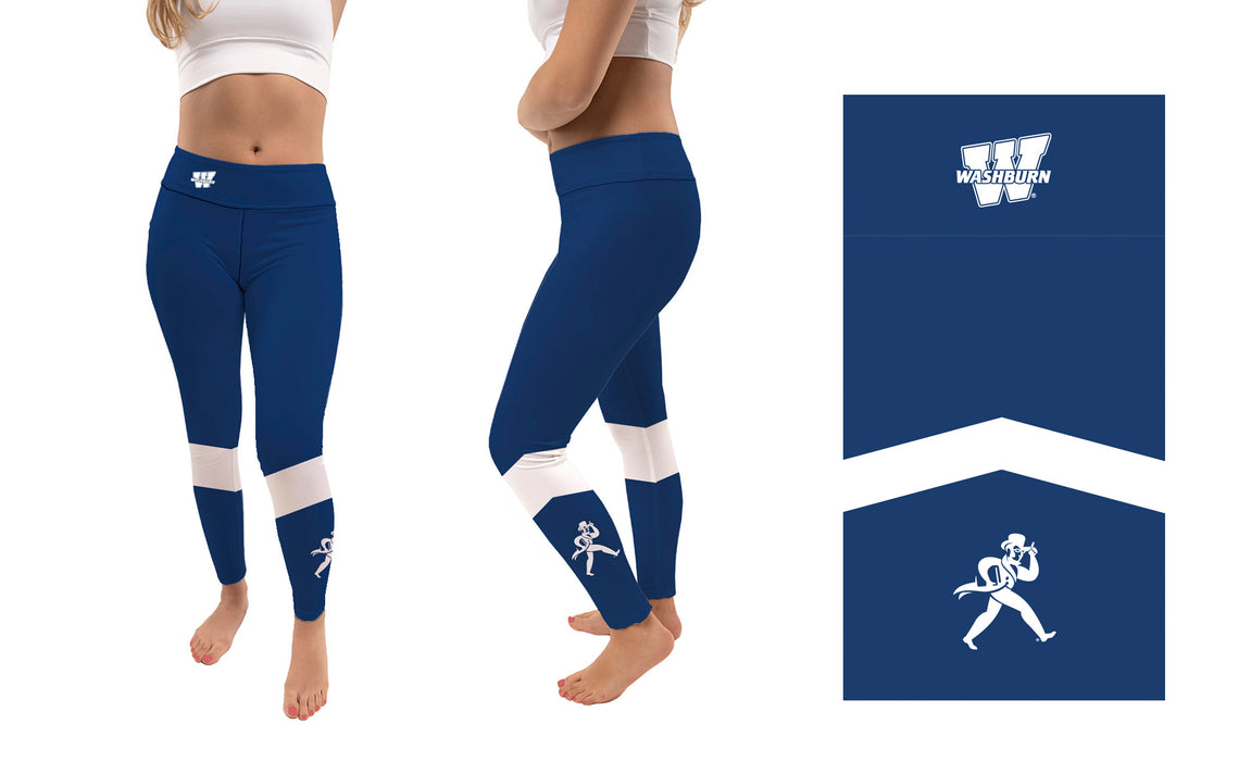 Washburn Ichabods Vive La Fete Game Day Collegiate Ankle Color Block Women Blue White Yoga Leggings - Vive La Fête - Online Apparel Store