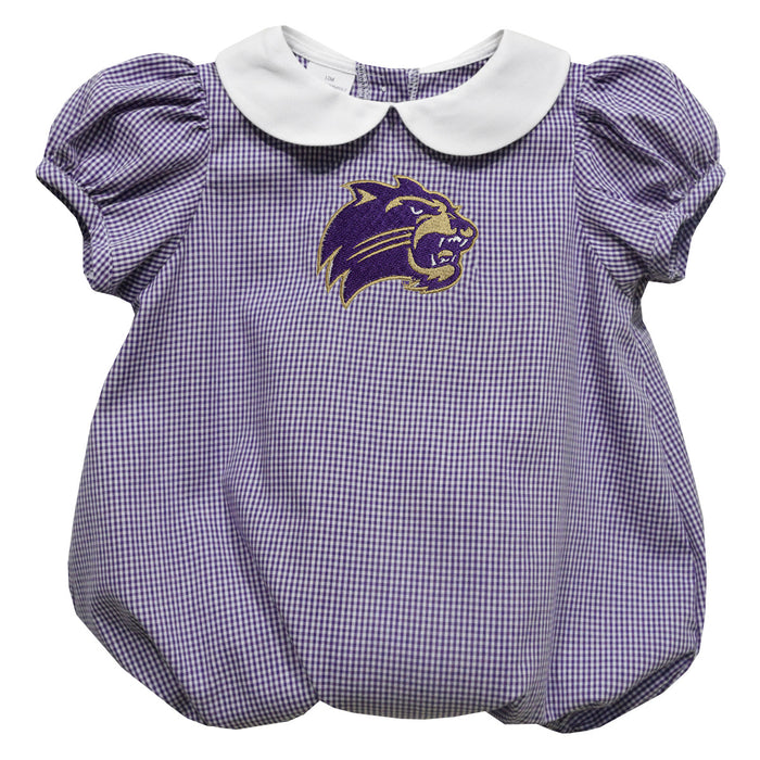 Western Carolina Catamounts Embroidered Purple Gingham Baby Bubble Short Sleeve