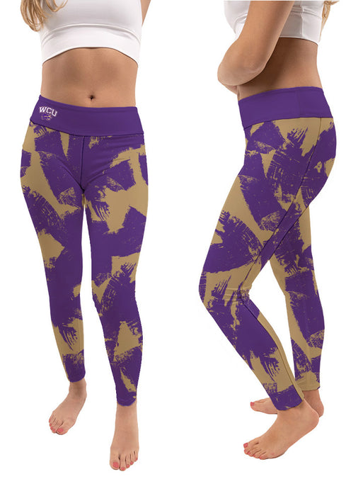 Western Carolina Catamounts Vive La Fete Paint Brush Logo on Waist Women Purple Yoga Leggings - Vive La Fête - Online Apparel Store