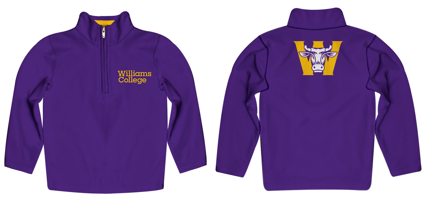 Williams College Ephs Vive La Fete Game Day Solid Purple Quarter Zip Pullover Sleeves