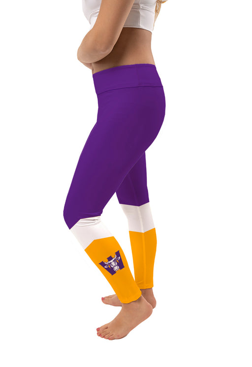 Williams College Ephs Vive La Fete Game Day Collegiate Ankle Color Block Women Purple Gold Yoga Leggings - Vive La Fête - Online Apparel Store
