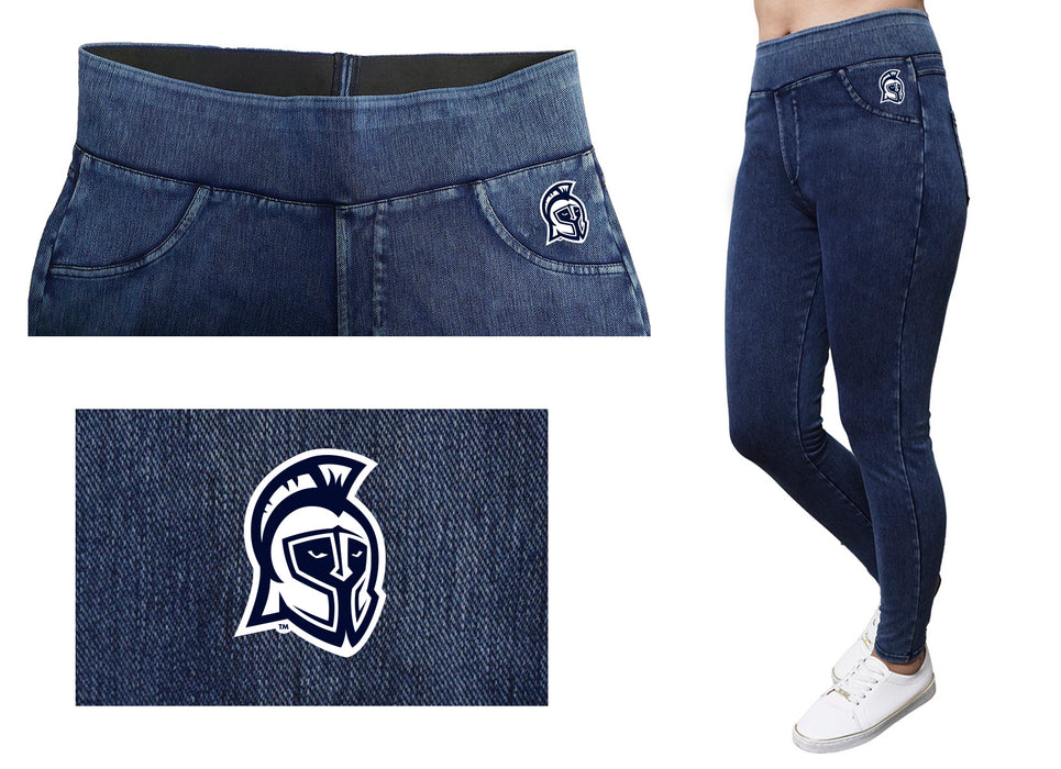 West Florida Argonauts UWF Vive La Fete Game Day Collegiate Logo on Fake Pocket Women Navy Jeggings