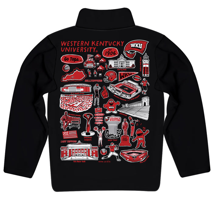 Western Kentucky Hilltoppers Hand Sketched Vive La Fete Impressions Artwork Black Boys Quarter Zip Pullover V1