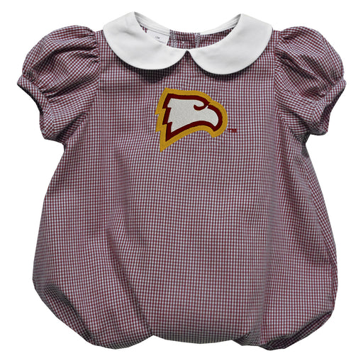 Winthrop University Eagles Embroidered Maroon Gingham Girls Baby Bubble Short Sleeve