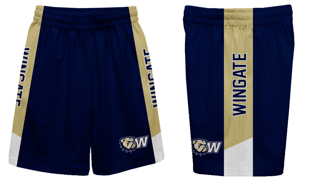 Wingate Bulldogs Vive La Fete Game Day Blue Stripes Boys Solid Gold Athletic Mesh Short - Vive La Fête - Online Apparel Store