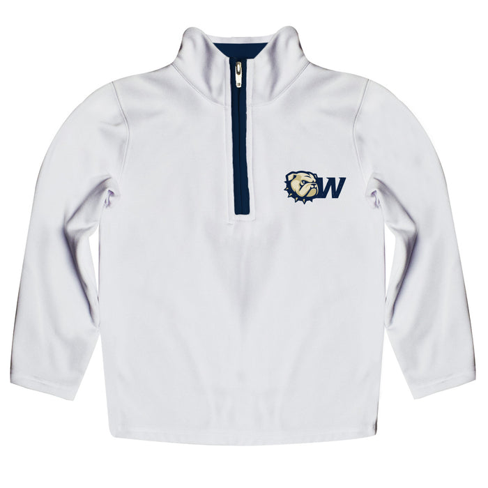 Wingate University Bulldogs Hand Sketched Vive La Fete Impressions Artwork  White Quarter Zip Pullover V1