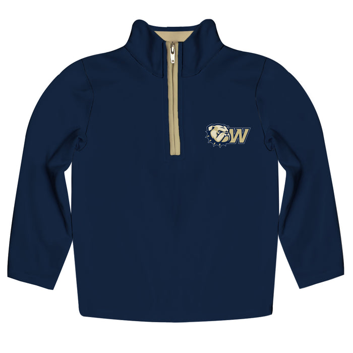 Wingate University Bulldogs Hand Sketched Vive La Fete Impressions Artwork  Navy Quarter Zip Pullover V1