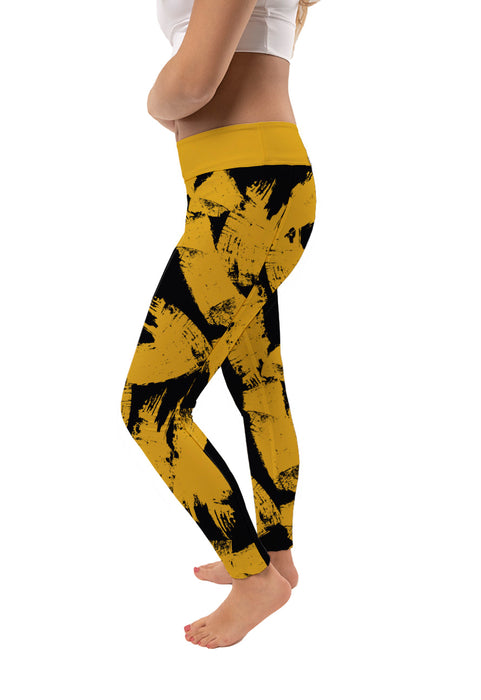 College of Wooster Fighting Scots Vive La Fete Paint Brush Logo on Waist Women Yellow Yoga Leggings - Vive La Fête - Online Apparel Store