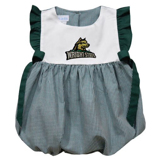 Wright State University Raiders Embroidered Hunter Green Gingham Girls Bubble