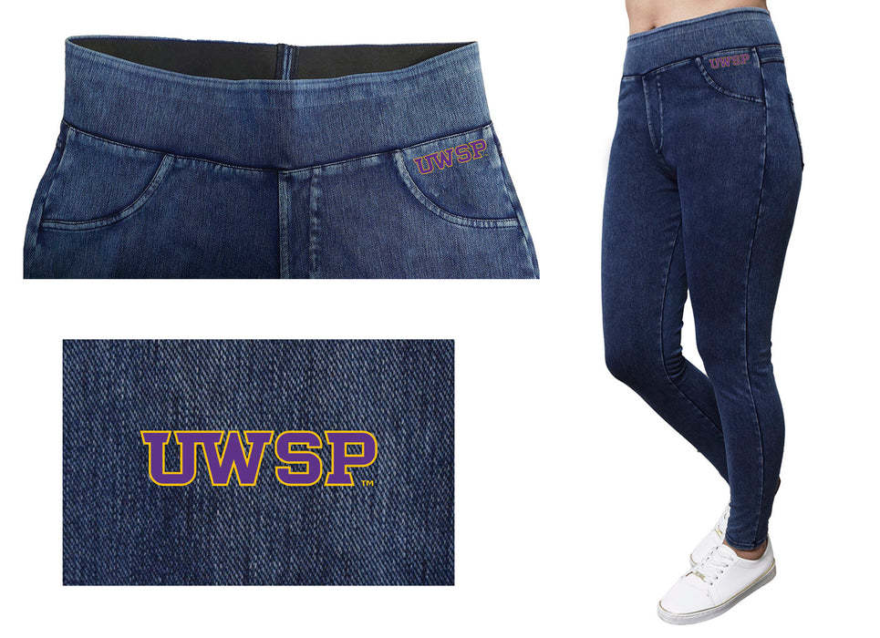 UWSP University of Wisconsin Stevens Point Pointers Vive La Fete Game Day Collegiate Logo on Fake Pocket Women Purple Je