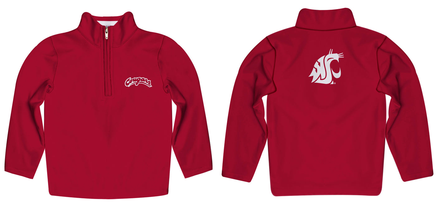 Washington State University WSU Cougars Vive La Fete Game Day Solid Crimson Quarter Zip Pullover Sleeves