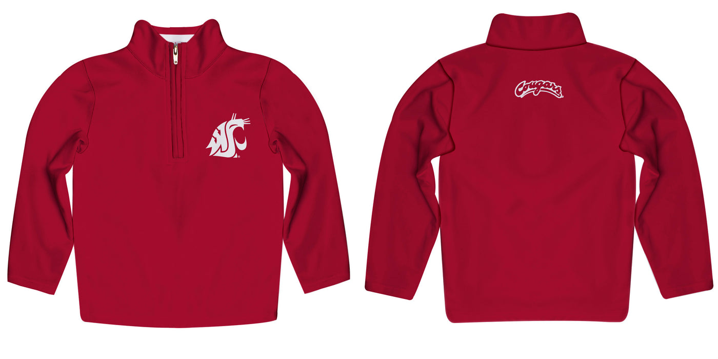 Washington State Cougars Vive La Fete Logo and Mascot Name Womens Red Quarter Zip Pullover - Vive La Fête - Online Apparel Store