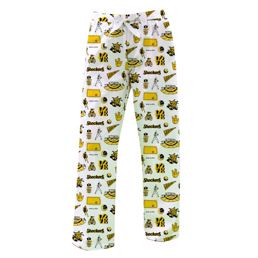 Wichita State Shockers WSU Repeat Print Hand Sketched Vive La Fete Impressions Artwork Womens  White  Lounge Pants