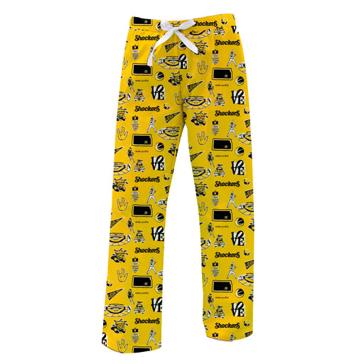 Wichita State Shockers WSU Repeat Print Hand Sketched Vive La Fete Impressions Artwork Womens  Yellow  Lounge Pants