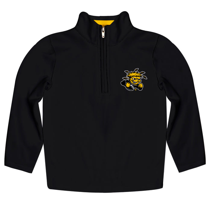 Wichita State Shockers Vive La Fete Logo and Mascot Name Womens Black Quarter Zip Pullover