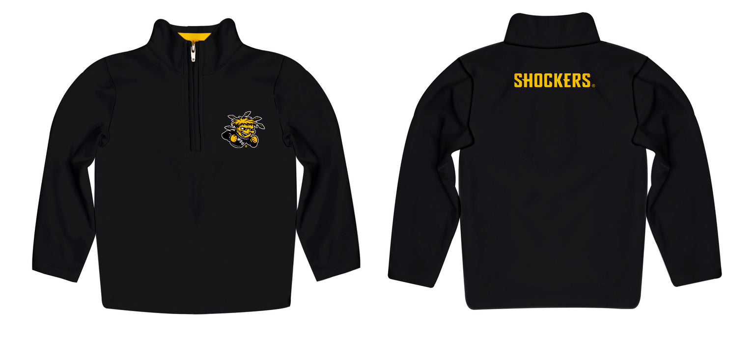 Wichita State Shockers Vive La Fete Logo and Mascot Name Womens Black Quarter Zip Pullover - Vive La Fête - Online Apparel Store