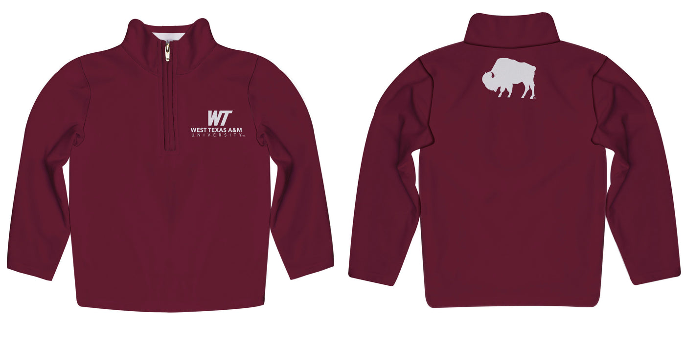 West Texas A&M Buffaloes Vive La Fete Game Day Solid Maroon Quarter Zip Pullover Sleeves