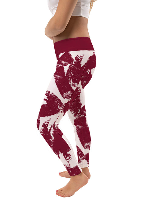 West Texas A&M Buffaloes Vive La Fete Paint Brush Logo on Waist Women Maroon Yoga Leggings - Vive La Fête - Online Apparel Store