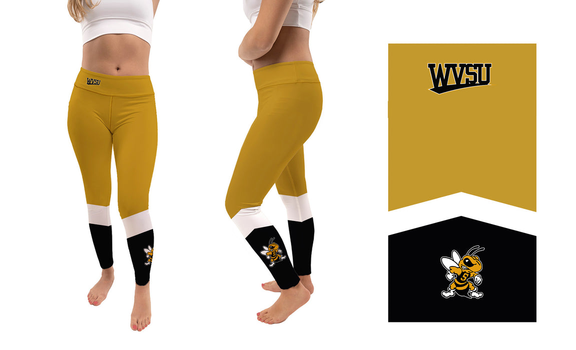 West Virginia State Yellow Jackets Vive La Fete Game Day Collegiate Ankle Color Block Women Gold Black Yoga Leggings - Vive La Fête - Online Apparel Store