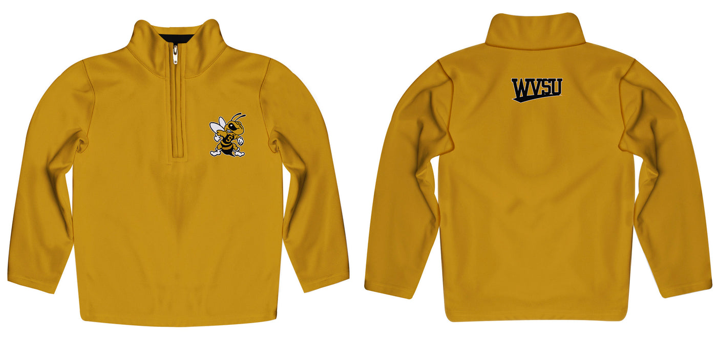 West Virginia State Yellow Jackets Vive La Fete Logo and Mascot Name Womens Gold Quarter Zip Pullover - Vive La Fête - Online Apparel Store