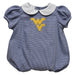 West Virginia University Mountaineers Embroidered Navy Gingham Girls Baby Bubble Short Sleeve