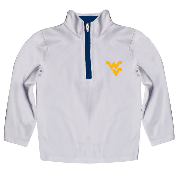 West Virginia University Mountaineers Hand Sketched Vive La Fete Impressions Artwork  White Quarter Zip Pullover V1