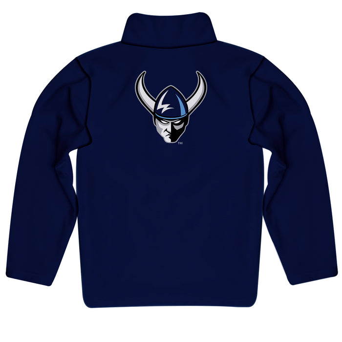 Western Washington Vikings Vive La Fete Game Day Solid Blue Quarter Zip Pullover Sleeves