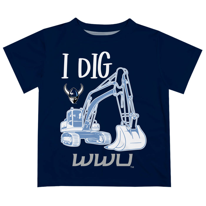 Western Washington Vikings Vive La Fete Excavator Boys Game Day Blue Short Sleeve Tee