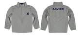 Xavier Musketeers Vive La Fete Logo and Mascot Name Womens Gray Quarter Zip Pullover - Vive La Fête - Online Apparel Store
