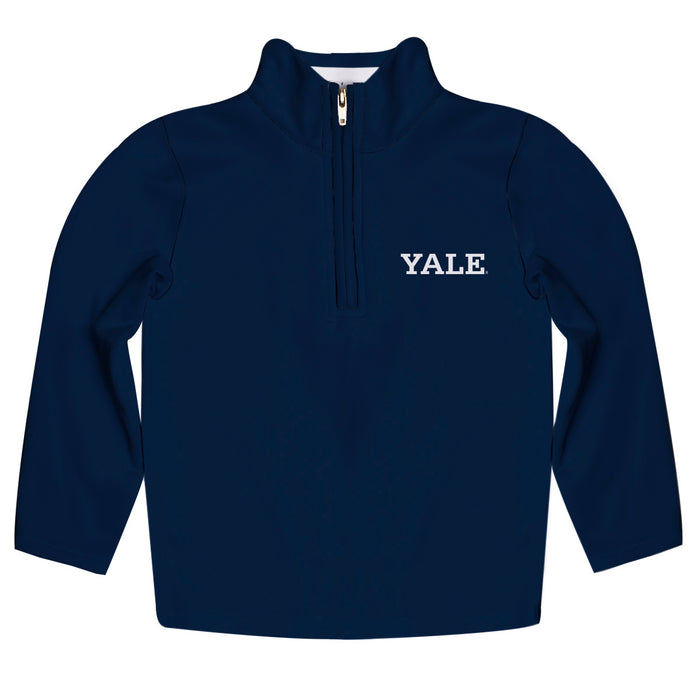 Yale University Bulldogs Vive La Fete Game Day Solid Blue Quarter Zip Pullover Sleeves