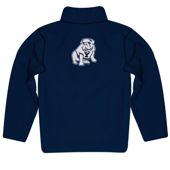 Yale University Bulldogs Vive La Fete Game Day Solid Blue Quarter Zip Pullover Sleeves