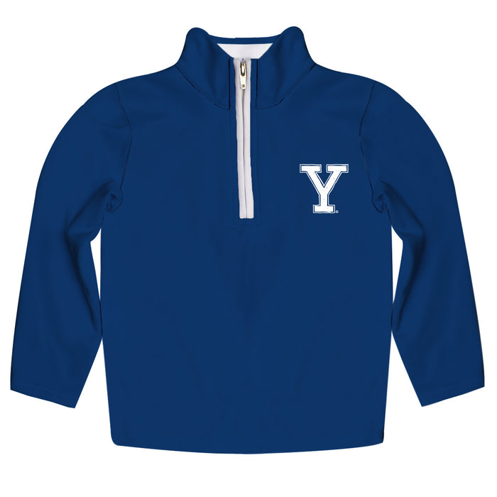 Yale University Bulldogs Hand Sketched Vive La Fete Impressions Artwork  Blue Quarter Zip Pullover V1