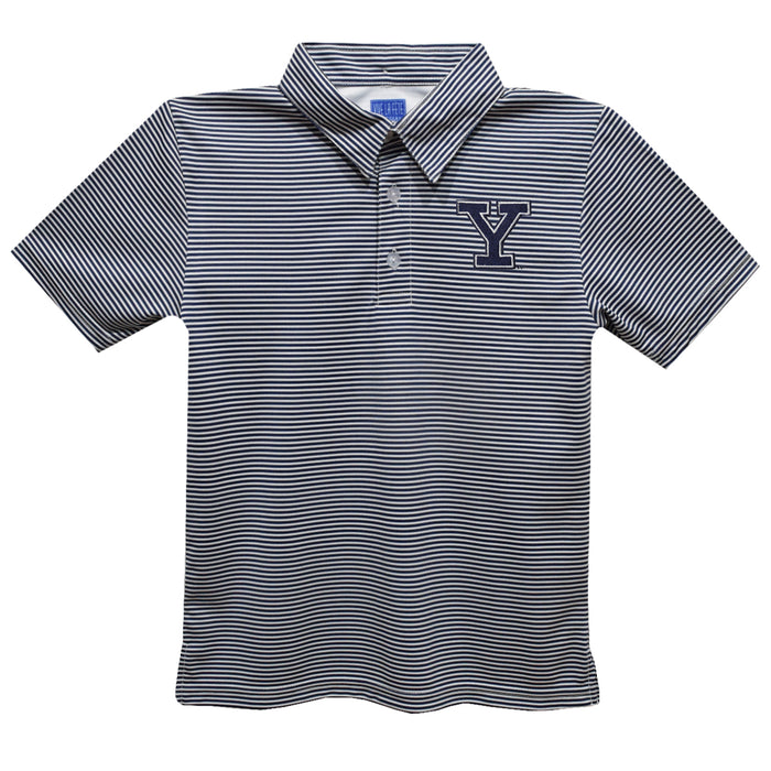 Yale University Bulldogs Embroidered Navy Stripes Short Sleeve Polo Box Shirt