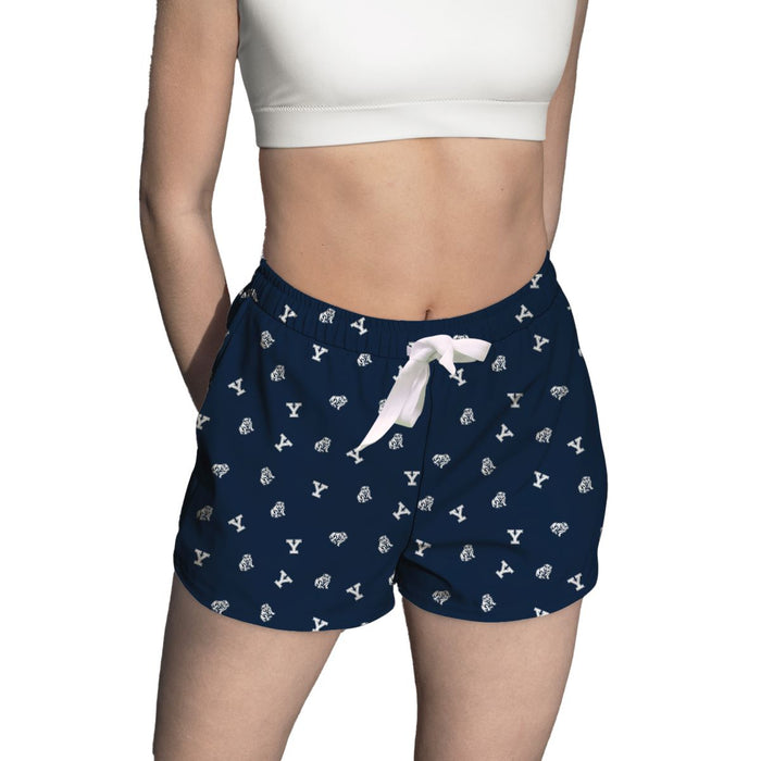 Yale Bulldogs Vive La Fete Game Day All Over Logo Women Navy Lounge Shorts