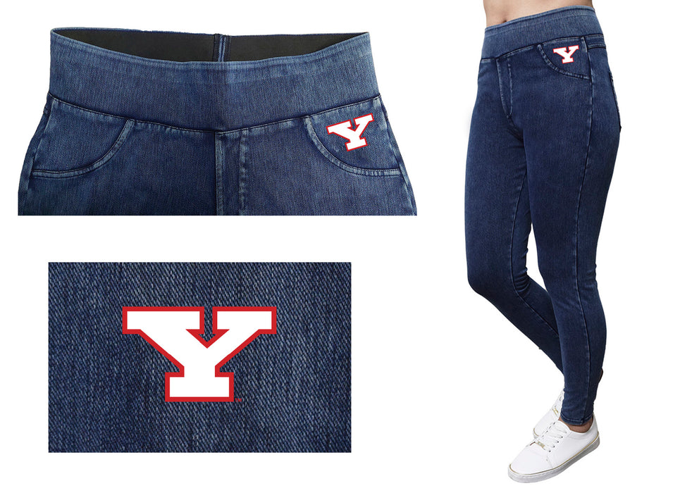 Youngstown State Penguins Vive La Fete Game Day Collegiate Logo on Fake Pocket Women Red Jeggings