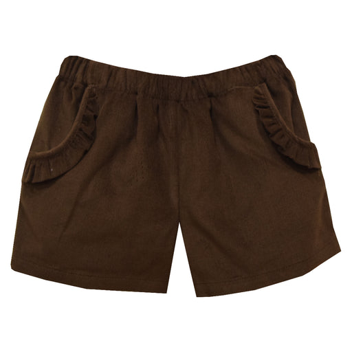 Brown Corduroy Girls Ruffle Short