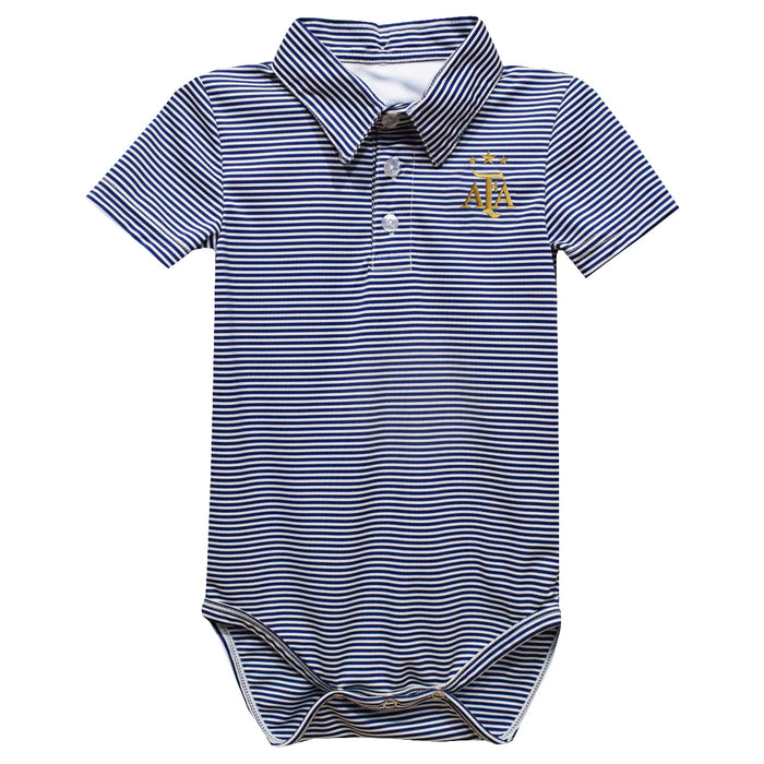 Argentina National Team Embroidered Navy Stripe Knit Boys Polo Bodysuit