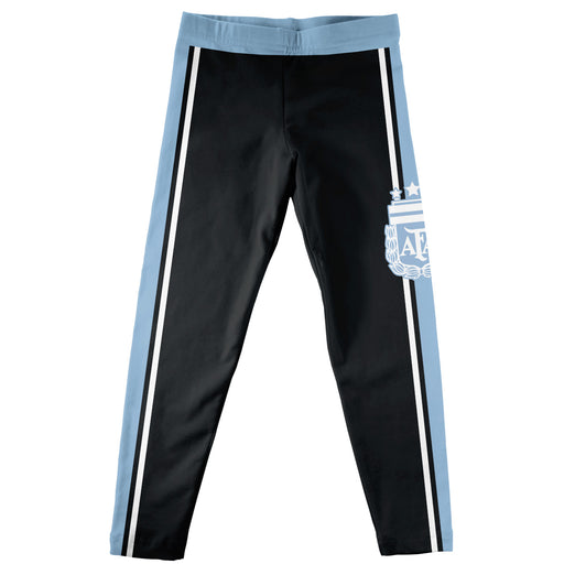 Argentina National Team Girls Black with Light Blue Stripes Leggings