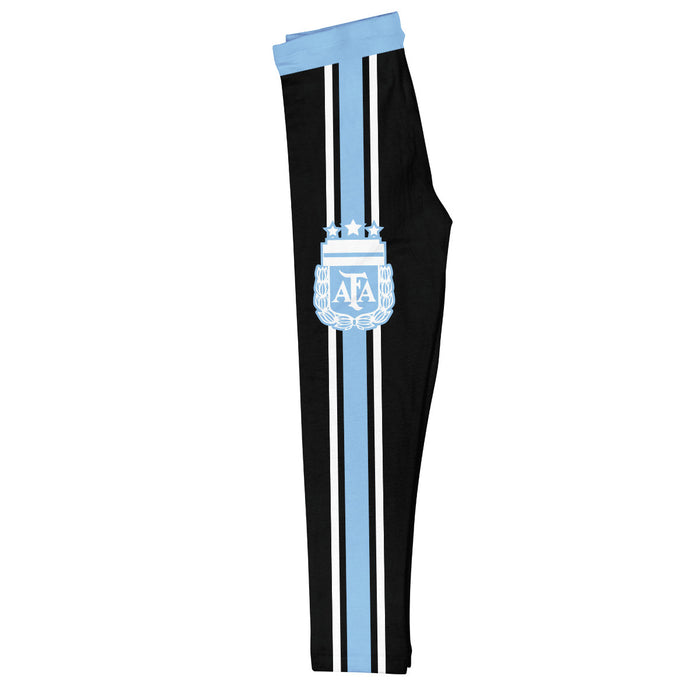 Argentina National Team Girls Black with Light Blue Stripes Leggings